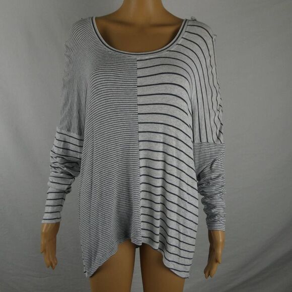 CAbi Pivot Tee Long Sleeve Scoop Neck Multi Striped Hi Low Lightweight T Shirt S - Picture 1 of 11